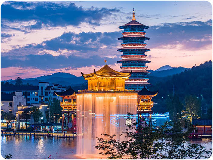 ล่องเรือพร้อมชมโชว์แสงสียามค่ำคืนอู้หนี่โจว (Wunvzhou)