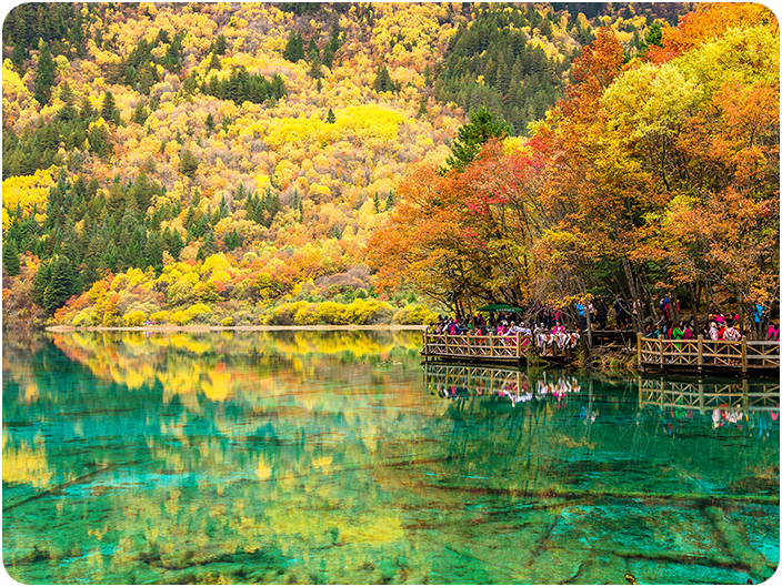 ทะเลสาบนกยูง (Peacock Lake) จิ่วจ้ายโกว